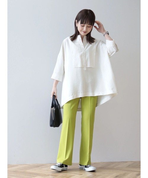 AMERICAN HOLIC（アメリカンホリック）の「【WEB限定】接触冷感バンドカラーチュニック（シャツ/ブラウス・レディース・アイボリー/ブラック・M/L）」の8枚目の写真