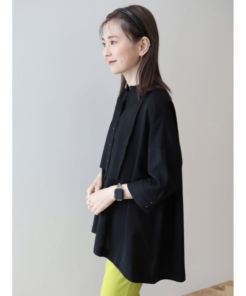 WEB限定】接触冷感バンドカラーチュニック（シャツ/ブラウス