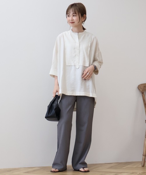 AMERICAN HOLIC（アメリカンホリック）の「【WEB限定】接触冷感バンドカラーチュニック（シャツ/ブラウス・レディース・アイボリー/ブラック・M/L）」の20枚目の写真
