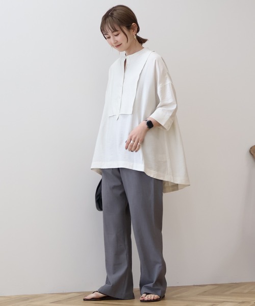 AMERICAN HOLIC（アメリカンホリック）の「【WEB限定】接触冷感バンドカラーチュニック（シャツ/ブラウス・レディース・アイボリー/ブラック・M/L）」の19枚目の写真