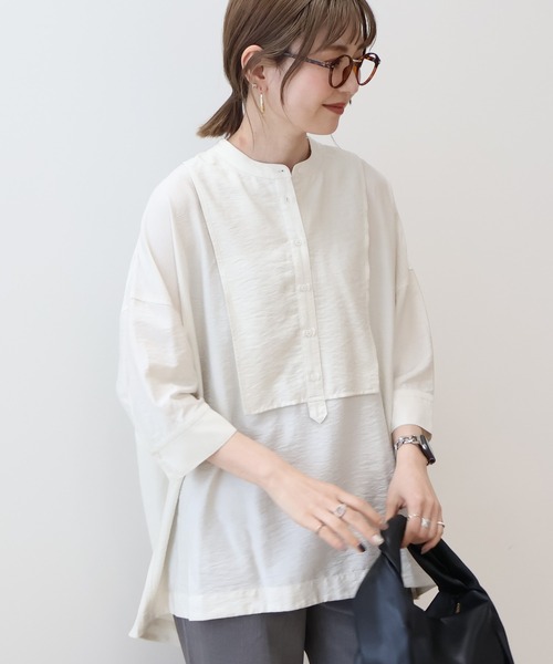 AMERICAN HOLIC（アメリカンホリック）の「【WEB限定】接触冷感バンドカラーチュニック（シャツ/ブラウス・レディース・アイボリー/ブラック・M/L）」の10枚目の写真