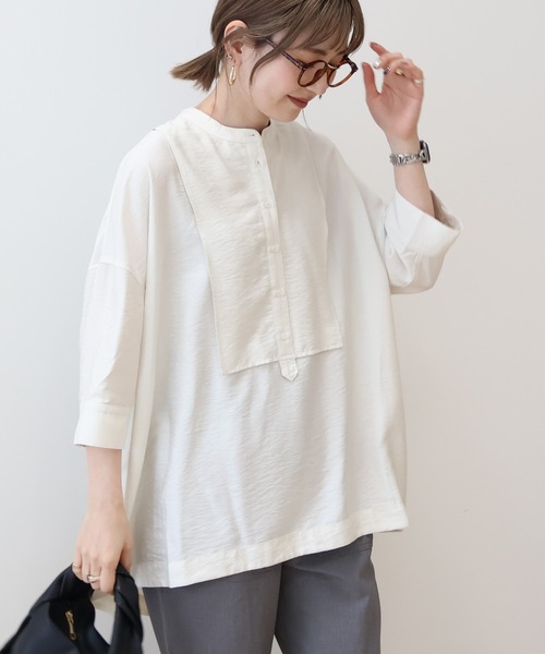 AMERICAN HOLIC（アメリカンホリック）の「【WEB限定】接触冷感バンドカラーチュニック（シャツ/ブラウス・レディース・アイボリー/ブラック・M/L）」の9枚目の写真