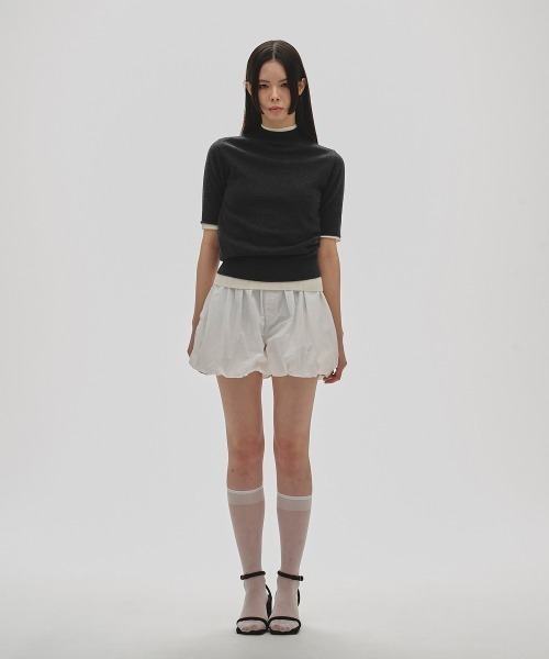 TODAYFUL(トゥデイフル)の「Halfsleeve Highgauge Knit(Tシャツ/カットソー・レディース・バーガンディー/キナリ/チャコールグレー・FREE)」の4枚目の写真