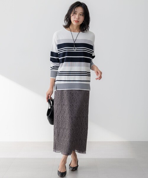 23区 ジオメトリックレース Iライン スカート 36 23区（ニジュウサンク） スカート 「洗える」ジオメトリックレース I