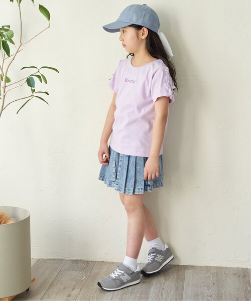 ikka(イッカ)の「袖ギンガムレースアップTシャツ(120~160cm)(Tシャツ/カットソー・キッズ・ダークラベンダー/オフホワイト/ミント・120/160/150/140/130)」の8枚目の写真