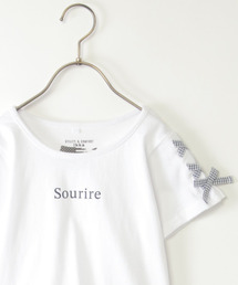 ikka（イッカ）の「袖ギンガムレースアップTシャツ（120~160cm）（Tシャツ/カットソー・キッズ）」