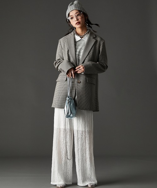 GEVS.(ジェイヴィス)の「ストレッチレースワイドパンツ<大きいサイズ有>GEVS.(その他パンツ・レディース・ブラック/オフホワイト・5L/4L/3L/LL/L/M)」の4枚目の写真