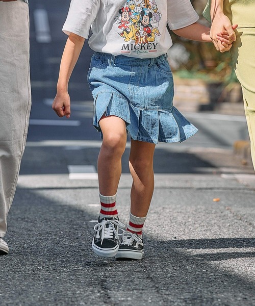 FOUND GOOD（ファウンドグッド）の「G/デニムプリーツSK（スカート・キッズ・ブルー系5/ネイビー・120cm/150cm/130cm/140cm）」の4枚目の写真