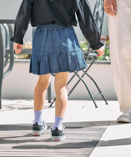 FOUND GOOD（ファウンドグッド）の「G/デニムプリーツSK（スカート・キッズ・ブルー系5/ネイビー・120cm/150cm/130cm/140cm）」の8枚目の写真