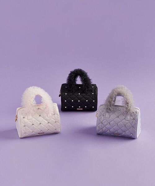 希少✨　Maison de reefur ボストンバッグ チュールハンドルラインストーンボストンバッグ（ハンドバッグ
