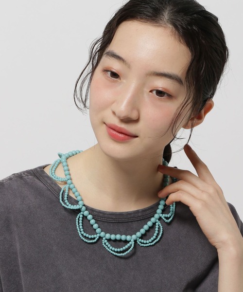 niko and...(ニコアンド)の「ビーズレース襟ネックレス(ネックレス・レディース・グレー/オレンジ/ブルー/ベージュ/ホワイト/レッド・0)」の8枚目の写真