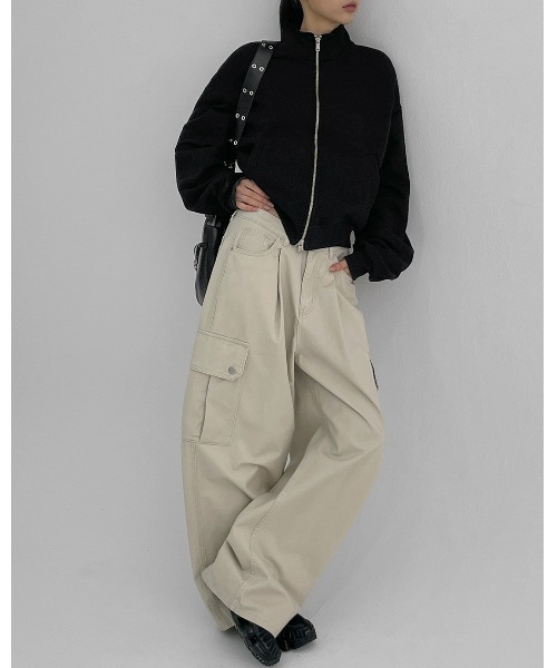 BLACKUP（ブラックアップ）の「[MADE] ビーニーカーゴ コットンパンツ（カーゴパンツ・レディース・アイボリー/チャコール・LARGE/SMALL/MEDIUM）」の6枚目の写真