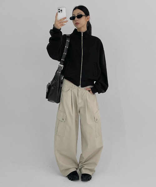 BLACKUP（ブラックアップ）の「[MADE] ビーニーカーゴ コットンパンツ（カーゴパンツ・レディース・アイボリー/チャコール・LARGE/SMALL/MEDIUM）」の3枚目の写真