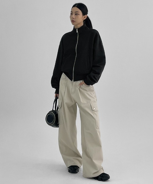 BLACKUP（ブラックアップ）の「[MADE] ビーニーカーゴ コットンパンツ（カーゴパンツ・レディース・アイボリー/チャコール・LARGE/SMALL/MEDIUM）」の5枚目の写真