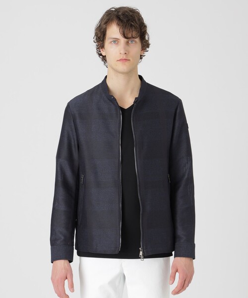 BLACK LABEL CRESTBRIDGE(ブラックレーベル・クレストブリッジ)の「シャドークレストブリッジチェックカラミライダースブルゾン(ブルゾン・メンズ・ネイビー/グレー系その他・L/M/XL)」の2枚目の写真