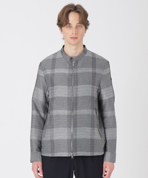 BLACK LABEL CRESTBRIDGE(ブラックレーベル・クレストブリッジ)の「シャドークレストブリッジチェックカラミライダースブルゾン(ブルゾン・メンズ・ネイビー/グレー系その他・L/M/XL)」の4枚目の写真