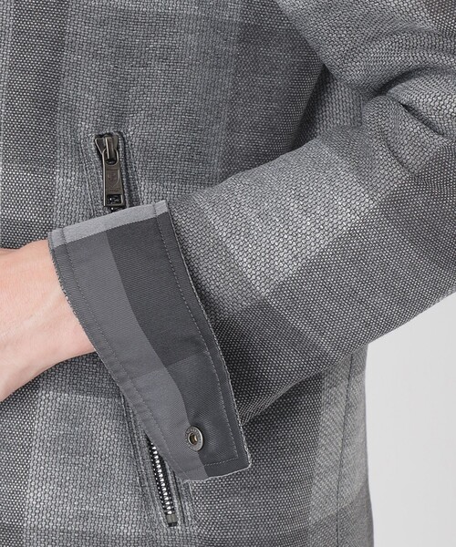 シャドークレストブリッジチェックカラミライダースブルゾン