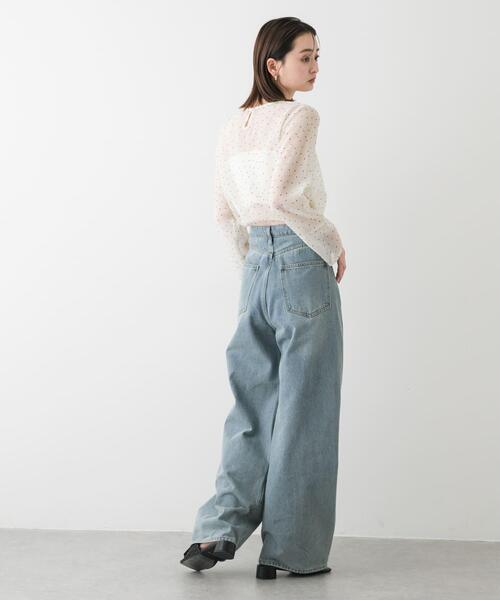 SENSE OF PLACE by URBAN RESEARCH（センスオブプレイスバイアーバンリサーチ）の「フロッキードットシアーブラウス（Tシャツ/カットソー・レディース・ブラック系その他/ホワイト系その他/ブルー系その他・ONE）」の18枚目の写真