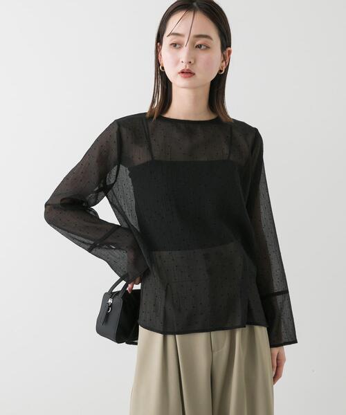 SENSE OF PLACE by URBAN RESEARCH（センスオブプレイスバイアーバンリサーチ）の「フロッキードットシアーブラウス（Tシャツ/カットソー・レディース・ブラック系その他/ホワイト系その他/ブルー系その他・ONE）」の21枚目の写真