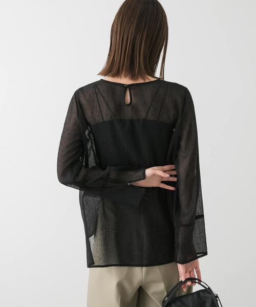 SENSE OF PLACE by URBAN RESEARCH（センスオブプレイスバイアーバンリサーチ）の「フロッキードットシアーブラウス（Tシャツ/カットソー・レディース・ブラック系その他/ホワイト系その他/ブルー系その他・ONE）」の15枚目の写真