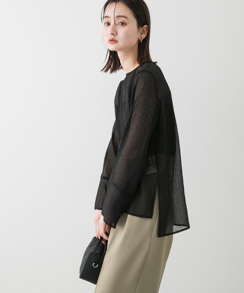 SENSE OF PLACE by URBAN RESEARCH（センスオブプレイスバイアーバンリサーチ）の「フロッキードットシアーブラウス（Tシャツ/カットソー・レディース・ブラック系その他/ホワイト系その他/ブルー系その他・ONE）」の16枚目の写真