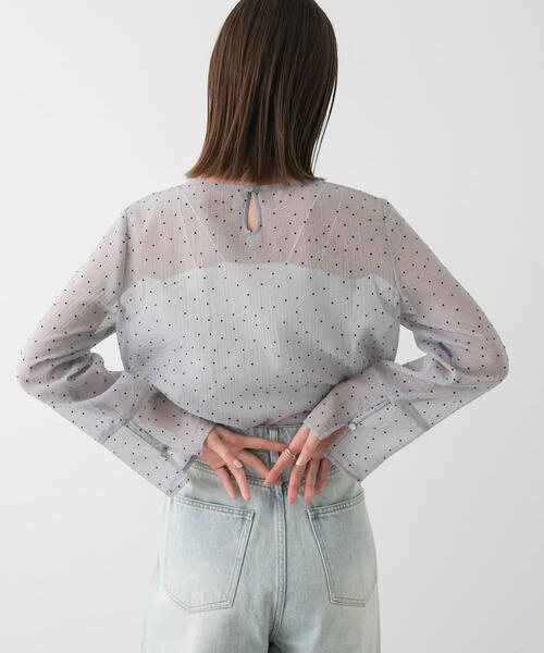 SENSE OF PLACE by URBAN RESEARCH（センスオブプレイスバイアーバンリサーチ）の「フロッキードットシアーブラウス（Tシャツ/カットソー・レディース・ブラック系その他/ホワイト系その他/ブルー系その他・ONE）」の8枚目の写真