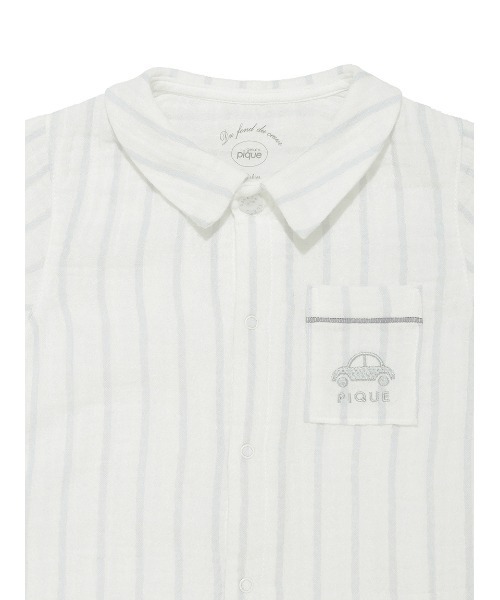 セール】【販路限定】【BABY】ストライプガーゼロンパース