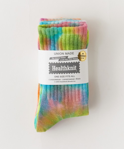 Healthknit(ヘルスニット)の「Healthknit/ヘルスニット タイダイ 靴下 2026新作 再入荷(ソックス/靴下・メンズ・ブルー/オレンジ・25-27/23-25)」の2枚目の写真