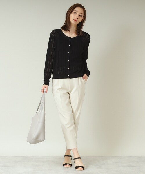 ITS'DEMO(イッツデモ)の「【手洗い可】透かし編みクルーカーデ(カーディガン/ボレロ・レディース・オフホワイト/ブラック/サックスブルー/レッド系1・00)」の13枚目の写真