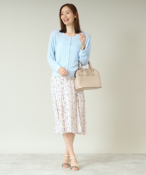 ITS'DEMO(イッツデモ)の「【手洗い可】透かし編みクルーカーデ(カーディガン/ボレロ・レディース・オフホワイト/ブラック/サックスブルー/レッド系1・00)」の9枚目の写真