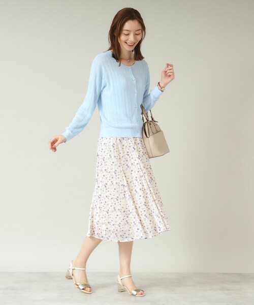 ITS'DEMO(イッツデモ)の「【手洗い可】透かし編みクルーカーデ(カーディガン/ボレロ・レディース・オフホワイト/ブラック/サックスブルー/レッド系1・00)」の8枚目の写真