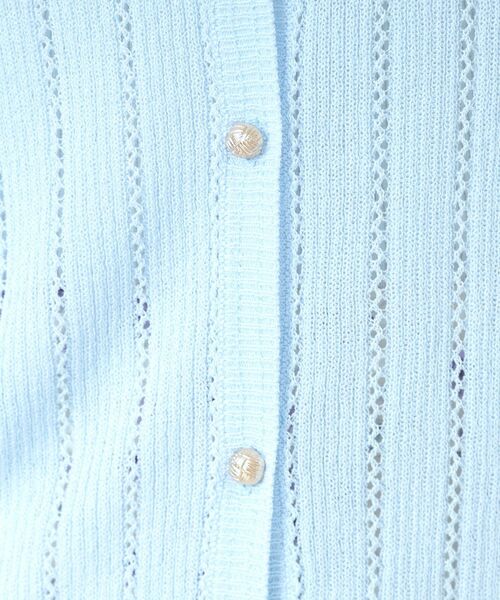 ITS'DEMO(イッツデモ)の「【手洗い可】透かし編みクルーカーデ(カーディガン/ボレロ・レディース・オフホワイト/ブラック/サックスブルー/レッド系1・00)」の7枚目の写真