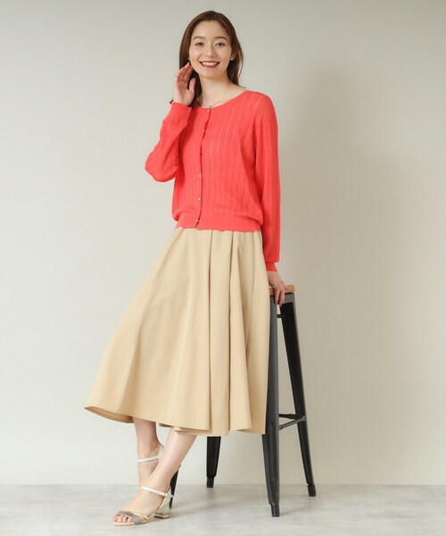 ITS'DEMO(イッツデモ)の「【手洗い可】透かし編みクルーカーデ(カーディガン/ボレロ・レディース・オフホワイト/ブラック/サックスブルー/レッド系1・00)」の5枚目の写真