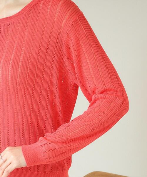 ITS'DEMO(イッツデモ)の「【手洗い可】透かし編みクルーカーデ(カーディガン/ボレロ・レディース・オフホワイト/ブラック/サックスブルー/レッド系1・00)」の22枚目の写真