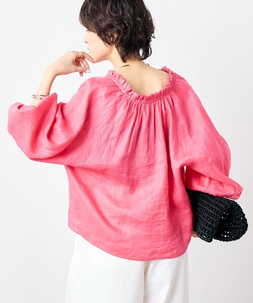 NOLLEY’S（ノーリーズ）の「《セットアップ対応》リネンフリル衿ブラウス（シャツ/ブラウス・レディース・ホワイト/ピンク/ブラック・FREE）」の9枚目の写真