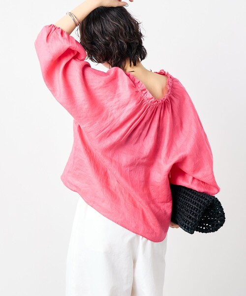 NOLLEY’S（ノーリーズ）の「《セットアップ対応》リネンフリル衿ブラウス（シャツ/ブラウス・レディース・ホワイト/ピンク/ブラック・FREE）」の10枚目の写真