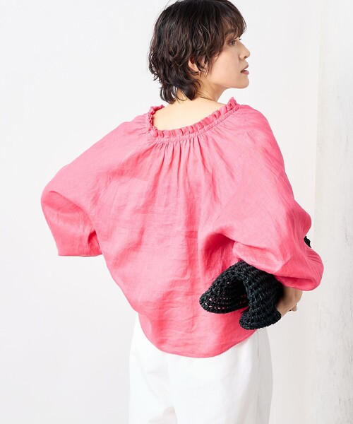 NOLLEY’S（ノーリーズ）の「《セットアップ対応》リネンフリル衿ブラウス（シャツ/ブラウス・レディース・ホワイト/ピンク/ブラック・FREE）」の11枚目の写真