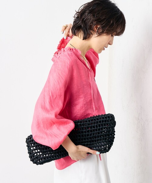 NOLLEY’S（ノーリーズ）の「《セットアップ対応》リネンフリル衿ブラウス（シャツ/ブラウス・レディース・ホワイト/ピンク/ブラック・FREE）」の12枚目の写真