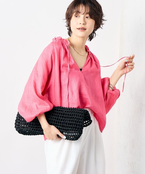 NOLLEY’S（ノーリーズ）の「《セットアップ対応》リネンフリル衿ブラウス（シャツ/ブラウス・レディース・ホワイト/ピンク/ブラック・FREE）」の13枚目の写真