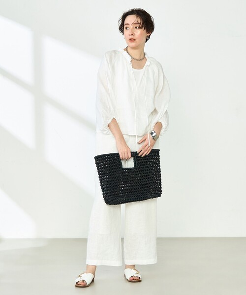 NOLLEY’S（ノーリーズ）の「《セットアップ対応》リネンフリル衿ブラウス（シャツ/ブラウス・レディース・ホワイト/ピンク/ブラック・FREE）」の15枚目の写真