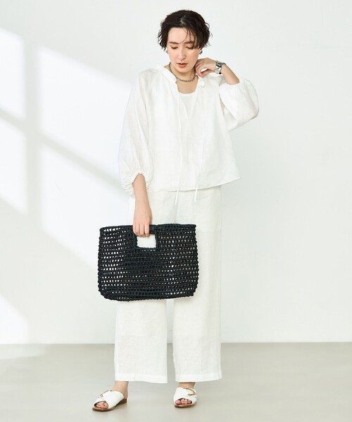 NOLLEY’S（ノーリーズ）の「《セットアップ対応》リネンフリル衿ブラウス（シャツ/ブラウス・レディース・ホワイト/ピンク/ブラック・FREE）」の17枚目の写真