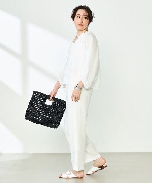 NOLLEY’S（ノーリーズ）の「《セットアップ対応》リネンフリル衿ブラウス（シャツ/ブラウス・レディース・ホワイト/ピンク/ブラック・FREE）」の18枚目の写真