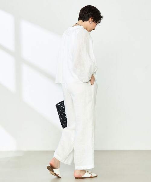 NOLLEY’S（ノーリーズ）の「《セットアップ対応》リネンフリル衿ブラウス（シャツ/ブラウス・レディース・ホワイト/ピンク/ブラック・FREE）」の19枚目の写真