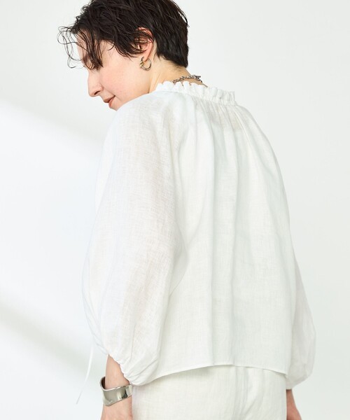 NOLLEY’S（ノーリーズ）の「《セットアップ対応》リネンフリル衿ブラウス（シャツ/ブラウス・レディース・ホワイト/ピンク/ブラック・FREE）」の21枚目の写真