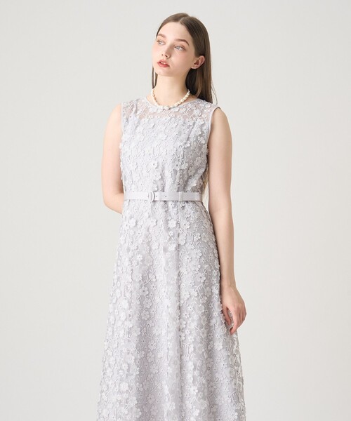 ANAYI（アナイ）の「フリンジフラワーチュール ワンピース（ドレス・レディース・ブラック/トップグレー/ベージュ・36/38/34）」の7枚目の写真