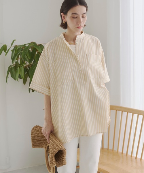 Theory セオリー バンドカラー チュニックシャツ P バンドカラー チュニック シャツ / オフィスカジュアル / 通勤 / 夏服