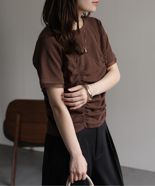 セール】フロントシャーリングデザインTシャツ / シャーリング