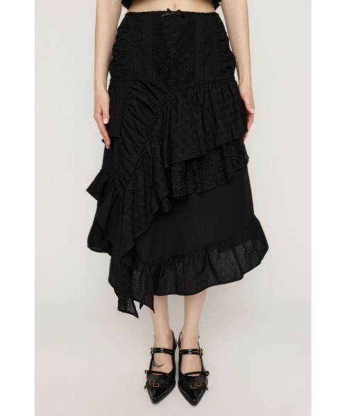 SLY（スライ）の「COTTON LACED WRAP DESIGN L/SK コットンレース ドラップ デザイン ロングスカート（スカート・レディース・ホワイト/ブラック・1/2）」の15枚目の写真