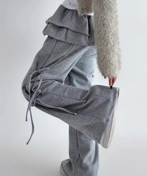 ampm（エーエムピーエム）の「レイヤードスカート フリル サイドリボン スウェットパンツ（スウェットパンツ・レディース・ライトグレー/ブラック/アイボリー/ダークグレー・FREE）」の18枚目の写真