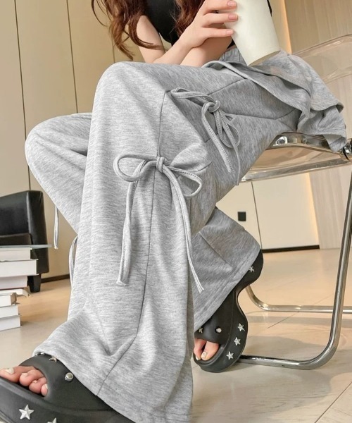 ampm（エーエムピーエム）の「レイヤードスカート フリル サイドリボン スウェットパンツ（スウェットパンツ・レディース・ライトグレー/ブラック/アイボリー/ダークグレー・FREE）」の16枚目の写真